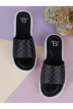Carlton London Women Black Printed Sliders
