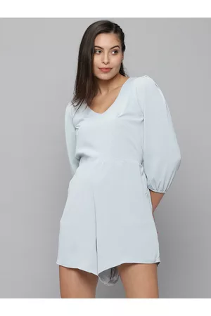 SHOWOFF Women Solid V-Neck Three-Quarter Sleeves Jumpsuit