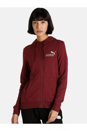 PUMA Women Burgundy Hooded Regular Fit Jacket
