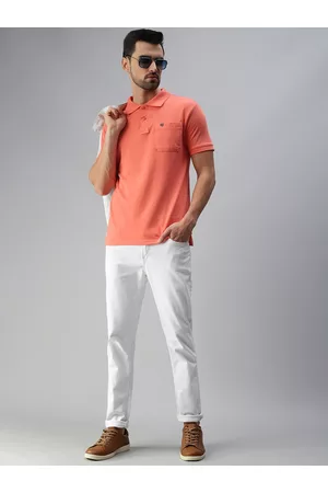 ONN Men Peach-Coloured Polo Collar T-shirt