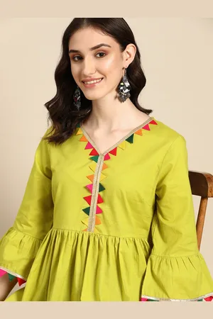 Sangria Gotta Patti Detail Pure Cotton Peplum Top