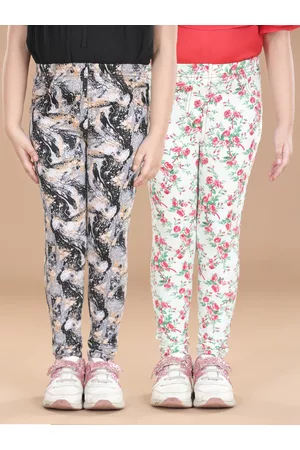 StyleStone Girls Pack of 2 Cotton Floral Printed Jeggings