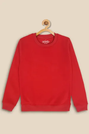 Kidsville Girls Red Solid Sweatshirt