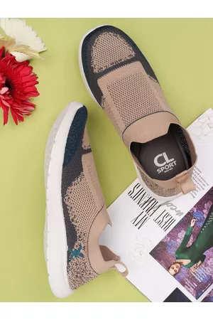 Carlton London Women Beige Textured Sneakers