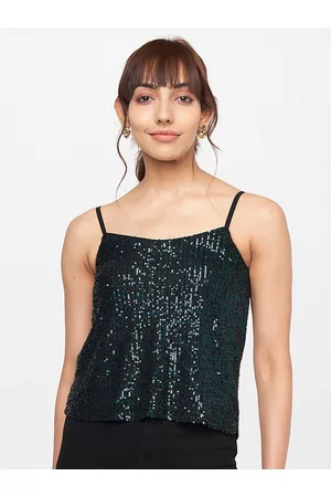AND Teal Embellished Sequinned Tank Top