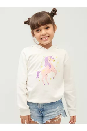 Frangipani Girls White Printed Hooded Sweatshirt