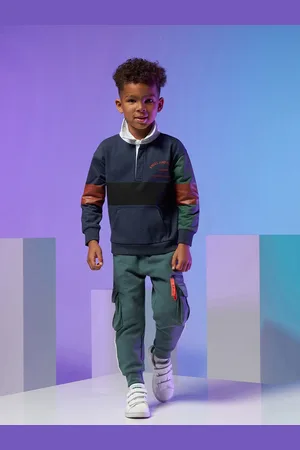 Angel & Rocket Boys Green Solid Cotton Joggers