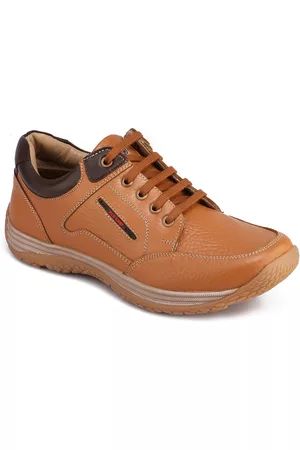 Red Chief Men Tan Brown Real Leather Sneakers