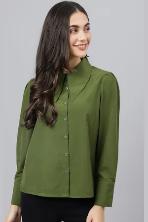 DEEBACO Women Olive Green Premium Casual Shirt