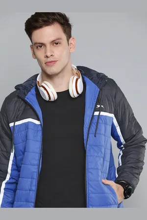 Slazenger Men Blue & Black Colourblocked Sporty Jacket