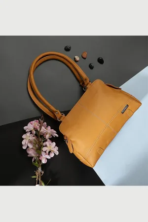 FOSTELO Orange PU Structured Shoulder Bag with Quilted