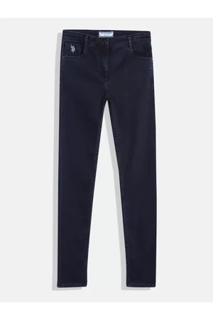 Ralph Lauren Girls Navy Blue Skinny Fit Mid-Rise Super Stretchable Jeans