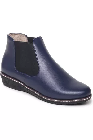 VALIOSAA Women Navy Blue Solid Heeled Boots