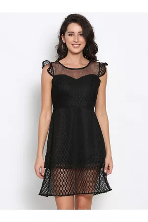 MARC LOUIS Women Black Net Dress