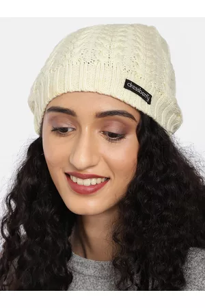 DressBerry Women Off-White Self Design Beanie