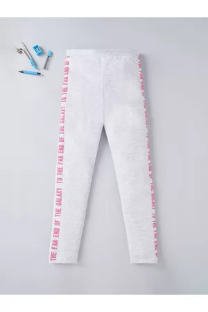 Ed-a-Mamma Girls Grey Printed Cotton Ankle Length Leggings