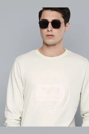 Flying Machine Men Off White Brand Logo Printed Pure Cotton Pullover Sweatshirt