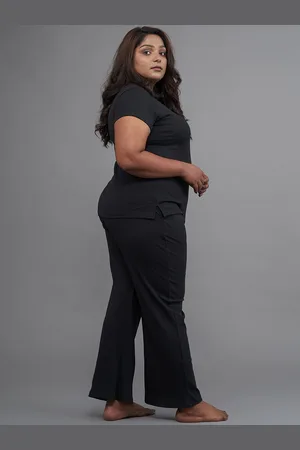 Spirit Animal Women Plus Size Black Solid Lounge T-shirt