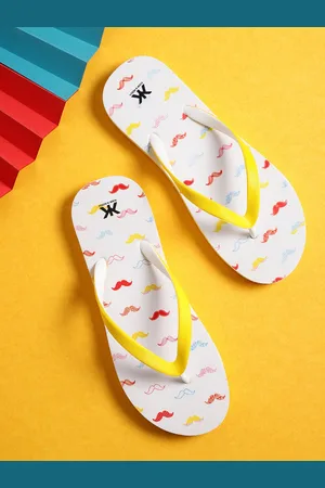 Kook N Keech Women Yellow & White Printed Thong Flip-Flops