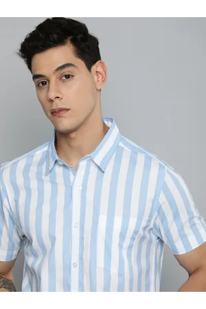 HARVARD Men Blue & White Striped Pure Cotton Casual Shirt