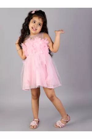 KidsDew Pink Floral Net Dress
