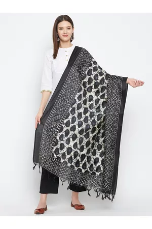 Clora Creation Black & White Printed Dupatta