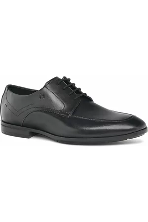 Ruosh Men Black Solid Leather Formal Derbys