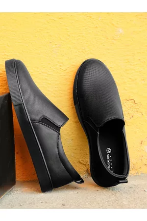 Tokyo Talkies Women Black Textured PU Slip-On Sneaker