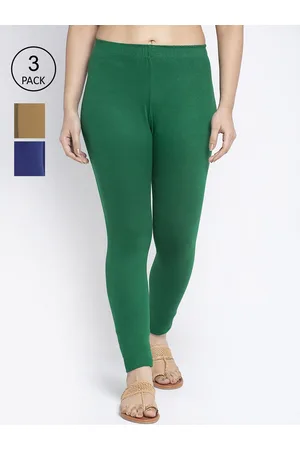 Jinfo Women Pack Of 3 Assorted Solid Ankle-Length Cotton Leggings