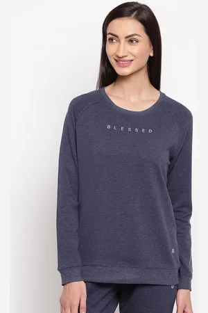 ENAMORA E079 Crew Neck Stretch Cotton Basic Sweatshirt for Women with Long Sleeves
