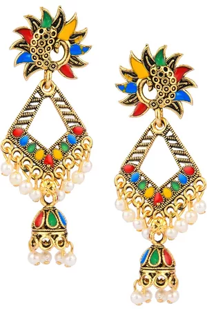 DESI COLOUR Gold-Toned Contemporary Studs Earrings