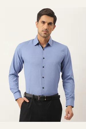 SOJANYA Men Blue Classic Regular Fit Cotton Solid Formal Shirt
