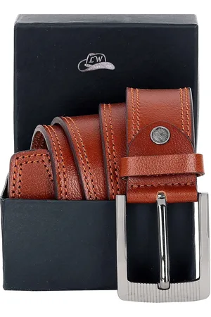 Leather World Men Tan Solid Leather Formal Belt