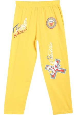 Sweet Angel Boys Yellow Printed Pure Cotton Relaxed-Fit Track Pants