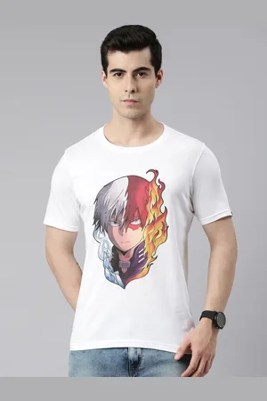 Bushirt Men White Printed Raw Edge T-shirt