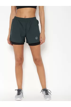 CHKOKKO Women Green Sports Shorts