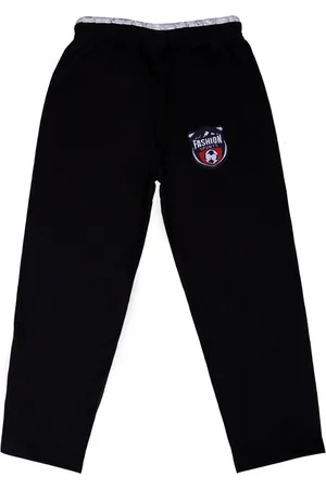 Sweet Angel Boys Black Solid Cotton Track Pant