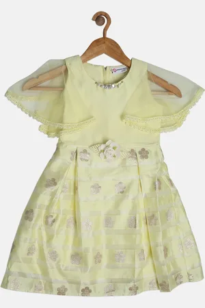 Peppermint Girls Yellow Printed Fit and Flare Dress