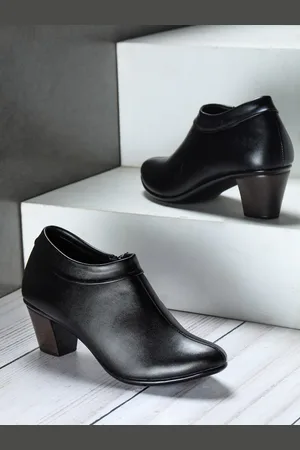 SHEZONE Black Block Heeled Boots