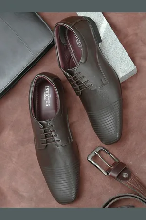 Invictus Men Brown Striped Formal Derbys