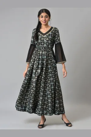 AURELIA Black Floral Printed Liva Maxi Dress