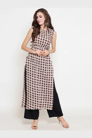 Sera Women Off-White & Black Printed Kurta with Palazzos