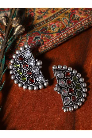 Veni Women Silver-Toned Contemporary Studs Earrings