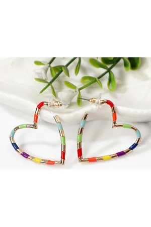AQUASTREET Multicoloured Heart Hoop Earrings
