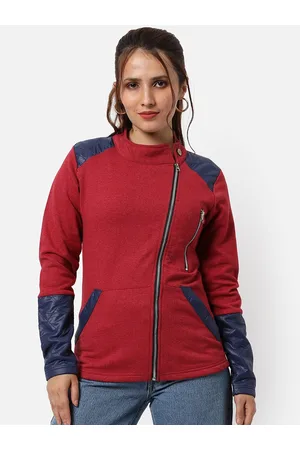 Campus Women Maroon Colourblocked Windcheater Tailored Jacket