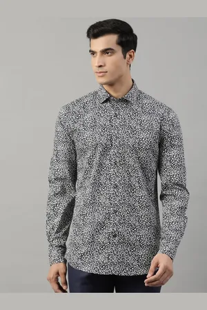 HARSAM Men Navy Blue Slim Fit Floral Printed Casual Shirt