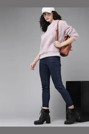 Roadster Women Lavender Faux Fur Sweatshirt