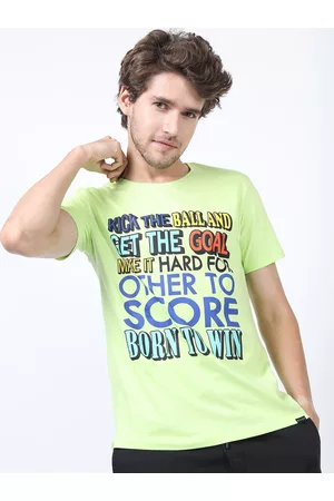 Ketch Men Green Typography Printed Slim Fit T-shirt