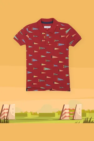 Ralph Lauren Boys Red Printed Polo Collar T-shirt