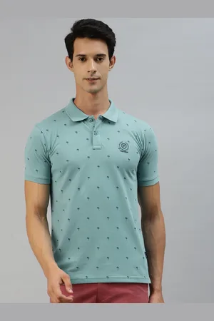 Provogue Men Blue Printed Polo Collar T-shirt